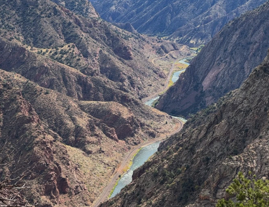 The canyon dropping to the Arkansas River